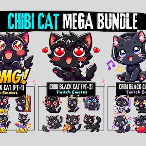 46 Twitch Emotes Chibi Cat Mega Bundle | Animated Emotes | Twitch Emotes Animated | Twitch Alerts | Animated Alerts | Emotes Twitch | Bundle
