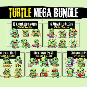 46 Twitch Emotes | Chibi Turtle Mega Pack | Dnd Emotes | Emote Pack | Discord Emotes | Twitch Alerts | Kick Emotes | Emotes Twitch | Alerts