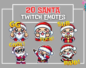 20 Santa Claus Emotes for Twitch | Christmas Emotes | Twitch Emotes | Christmas Emotes Twitch | Emotes Twitch | Xmas Emotes | Santa Emotes