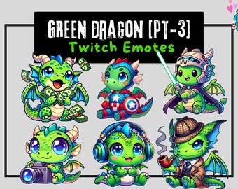 Chibi Green Dragon Twitch Emotes: Funny Stream Pack (Part 3)