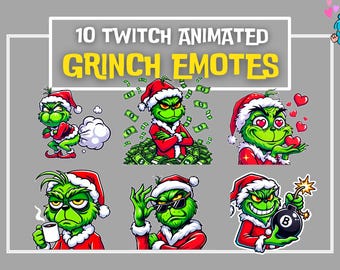 10 Grinch Emotes Animated | Christmas Emotes Twitch | Christmas Emotes | Animated Twitch Emotes | Grinch Emotes | Christmas Twitch Emotes