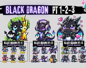 36 Twitch Emotes | Black Dragon Mega Pack | Dnd Emotes | Emote Pack | Discord Emotes | Dragon Emote | Emotes | Emotes Twitch | Twitch Alerts