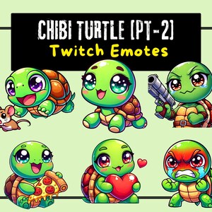 10 Twitch Emotes Chibi Turtle Pt-2 | Emotes Twitch | Chibi Emotes | Emotes | Discord Emotes | Kick Emotes | Stream Emote | Twitch Overlay