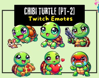 10 Twitch Emotes Chibi Turtle Pt-2 | Emotes Twitch | Chibi Emotes | Emotes | Discord Emotes | Kick Emotes | Stream Emote | Twitch Overlay