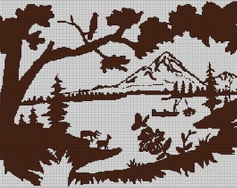 Landscape 2 silhouette cross stitch pattern in pdf