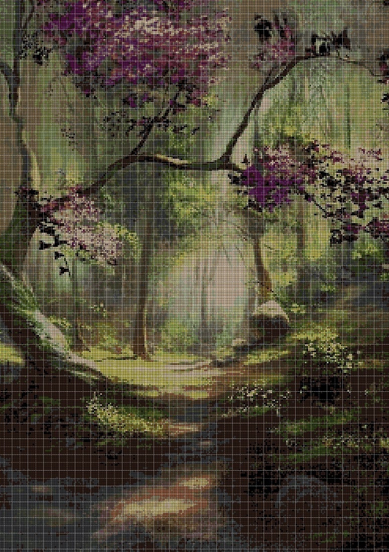 Forest Cross Stitch Pattern in Pdf DMC - Etsy