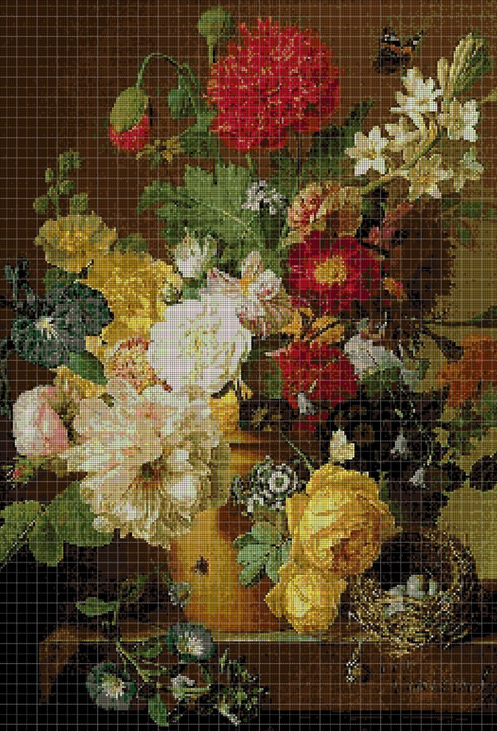Flowers in Vase 3 Cross Stitch Pattern in Pdf DMC - Etsy