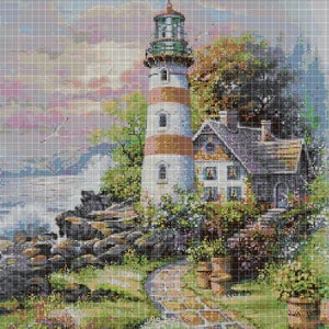 Lighthouse cross stitch pattern in pdf DMC