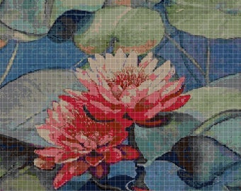 Water lily 2 cross stitch pattern in pdf DMC