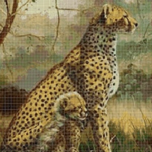 Cheetah cross stitch pattern in pdf DMC