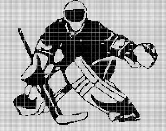 Hockey Player silhouette cross stitch pattern in pdf