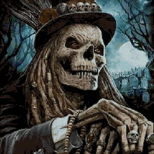 Skeleton cross stitch pattern in pdf DMC