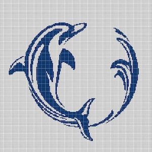 Dolphin 3 silhouette cross stitch pattern in pdf