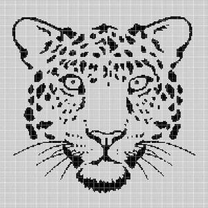 Cheetah head silhouette cross stitch pattern in pdf