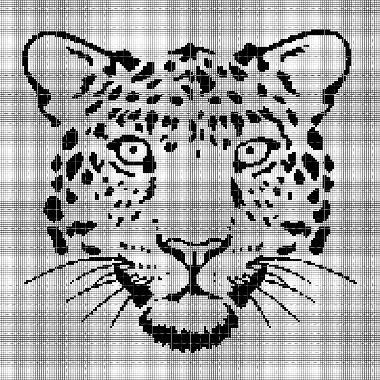 Cheetah Head Silhouette Cross Stitch Pattern in Pdf - Etsy