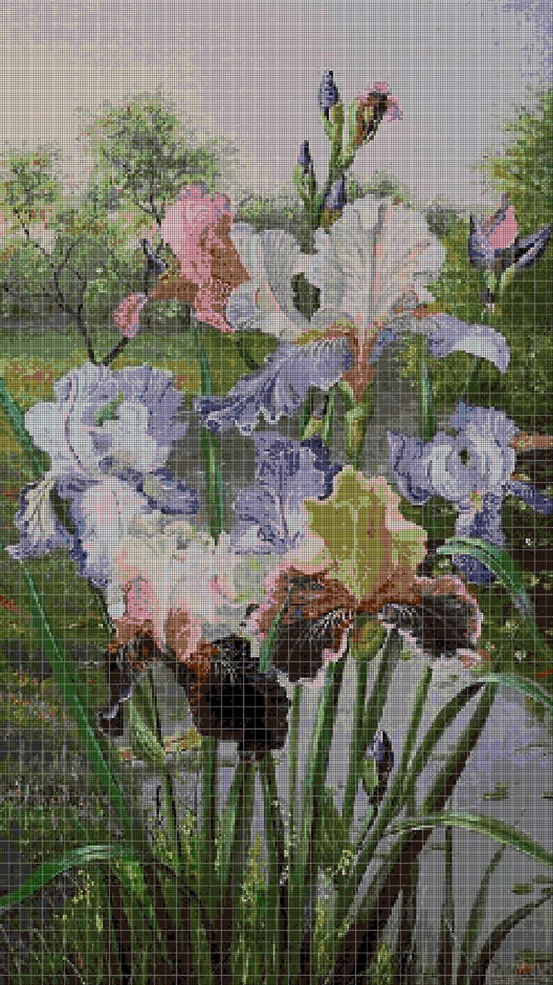 Irises 3 Cross Stitch Pattern in Pdf DMC - Etsy