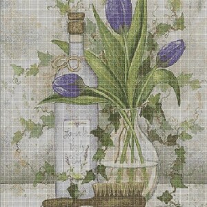 Lavender Still life cross stitch pattern in pdf DMC
