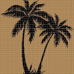 Palm tree silhouette cross stitch pattern in pdf