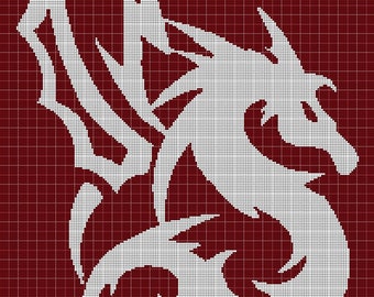 Dragon 4 silhouette cross stitch pattern in pdf