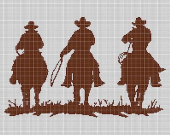 Cowboys silhouette cross stitch pattern in pdf