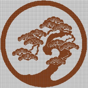 Bonsai silhouette cross stitch pattern in pdf