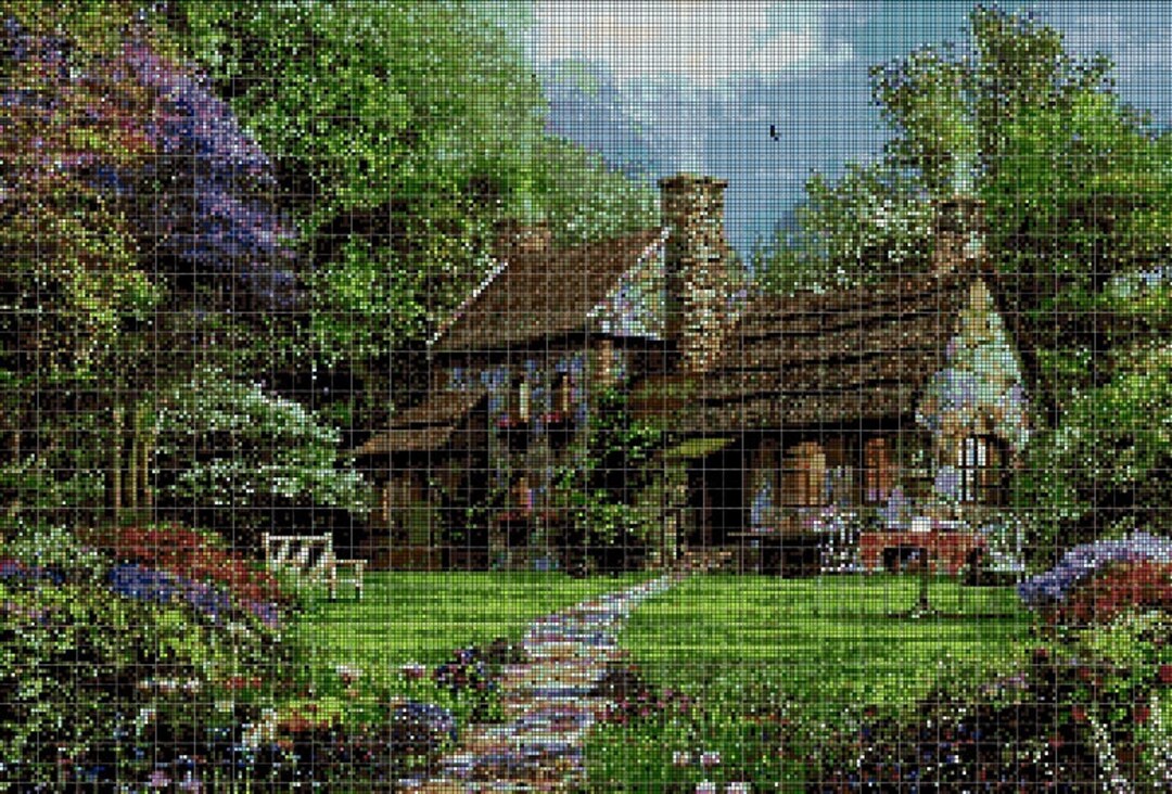 Cottage Cross Stitch Pattern in Pdf DMC - Etsy