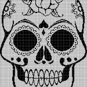 Sugar Skull 3 Silhouette Cross Stitch Pattern in Pdf - Etsy