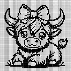 CROCHET ! Graphisme afghan au crochet pour bébé vache des Highlands
