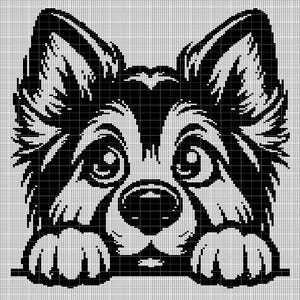 UNCINETTO! Schema grafico per afgano all&#39;uncinetto con testa di cane