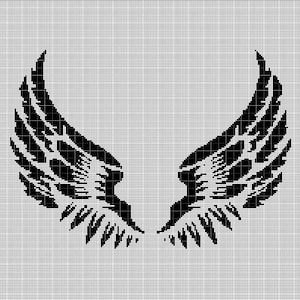 Angel wings silhouette cross stitch pattern in pdf