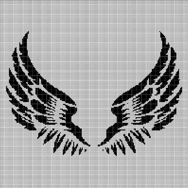 Angel wings silhouette cross stitch pattern in pdf