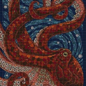 Art octopus cross stitch pattern in pdf DMC