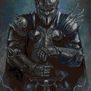 Knight cross stitch pattern in pdf DMC