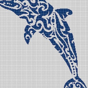 Tribal Dolphin 3 silhouette cross stitch pattern in pdf
