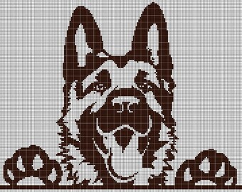 German Shepherd silhouette cross stitch pattern in pdf