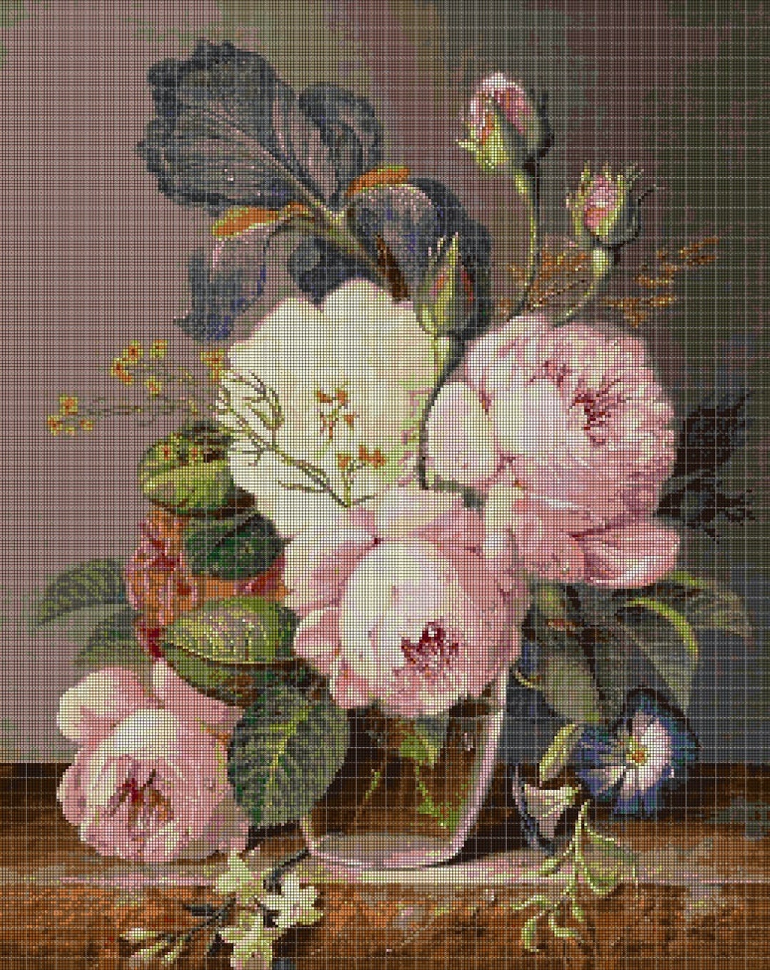 Flowers in a Vase Cross Stitch Pattern in Pdf DMC - Etsy