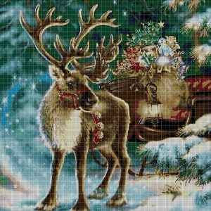 Christmas reindeer cross stitch pattern in pdf DMC