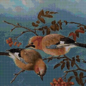 Birds on the branch cross stitch pattern in pdf DMC