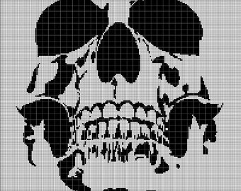 Skull 2 silhouette cross stitch pattern in pdf