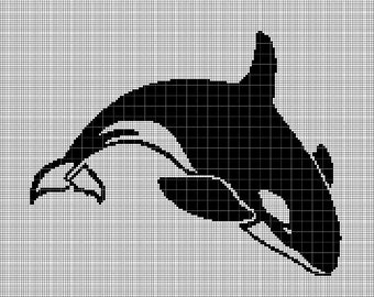 Orca silhouette cross stitch pattern in pdf