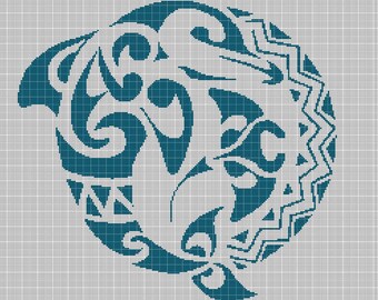 Maori sea symbol silhouette cross stitch pattern in pdf