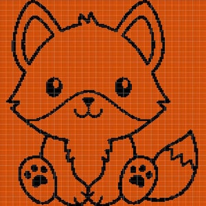 UNCINETTO! Schema grafico per coperta afgana all&#39;uncinetto con piccola volpe
