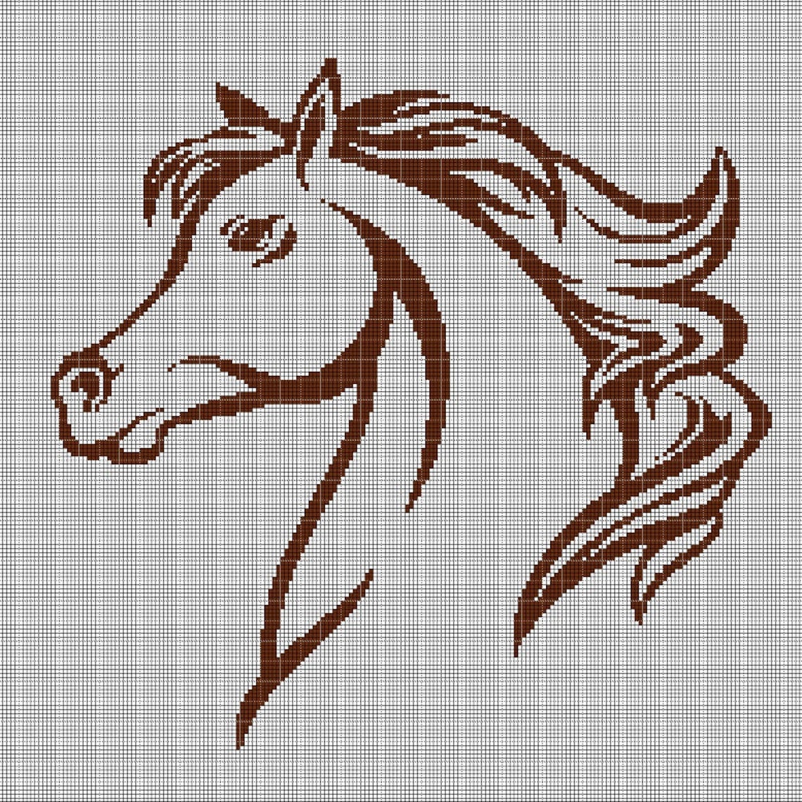 Horse Head 3 Silhouette Cross Stitch Pattern in Pdf - Etsy