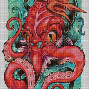 Art octopus 2 cross stitch pattern in pdf DMC