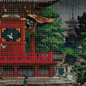 Chinese pagoda cross stitch pattern in pdf DMC
