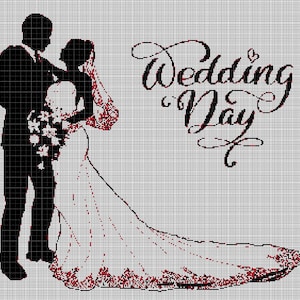 Wedding Day Silhouette Cross Stitch Pattern in Pdf - Etsy
