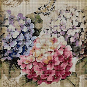 Hydrangeas cross stitch pattern in pdf DMC