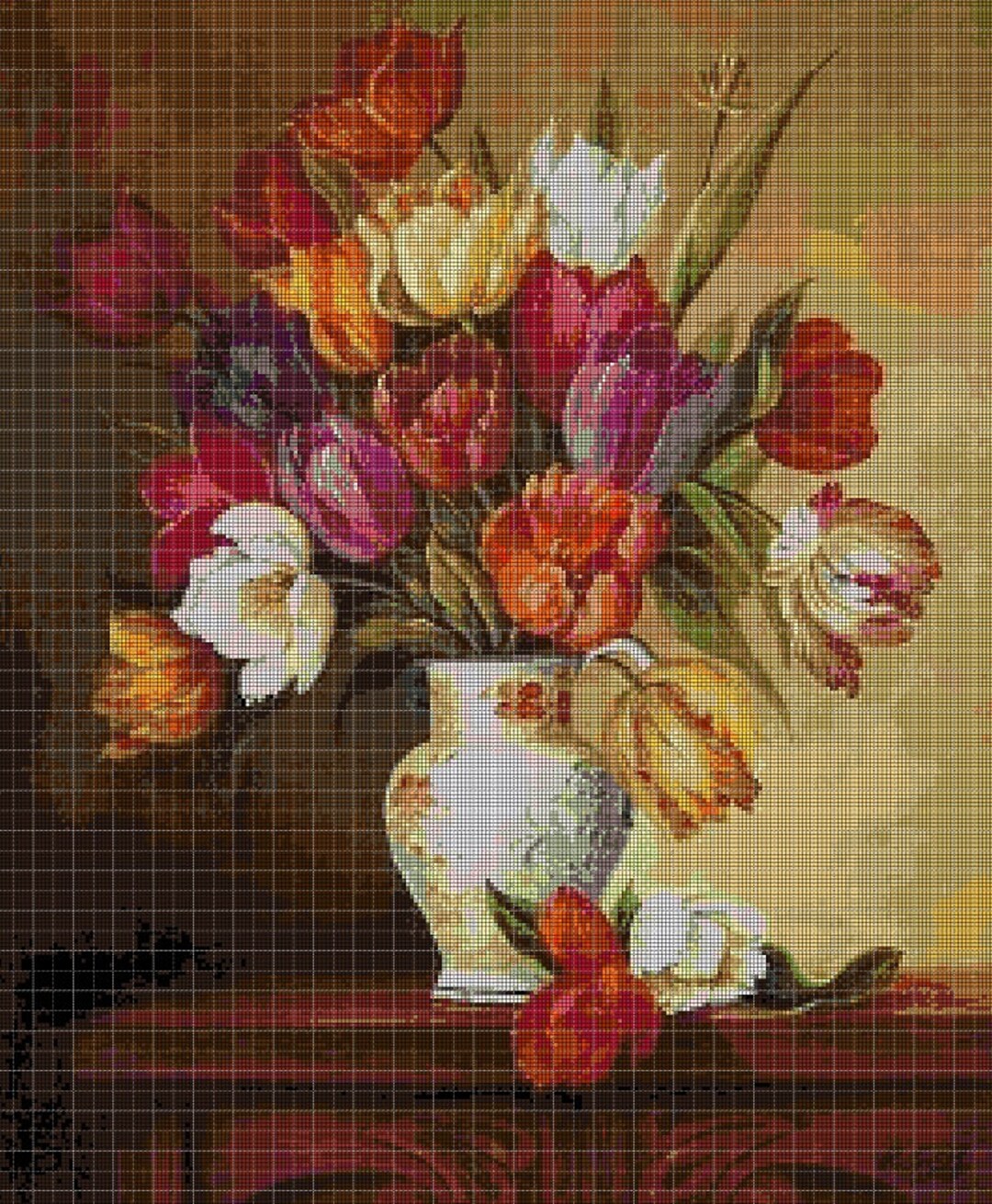 Tulips in a Vase Cross Stitch Pattern in Pdf DMC - Etsy