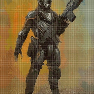 Modern Warrior 1 cross stitch pattern in pdf DMC