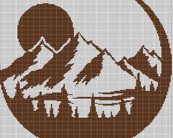 UNCINETTO! Paesaggio con montagne schema afgano all'uncinetto grafico